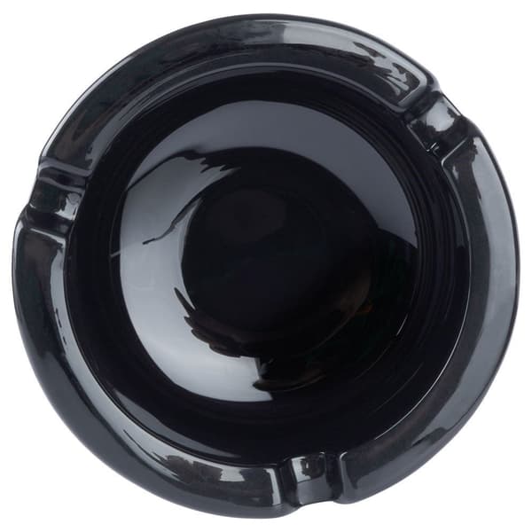 Elegant rundt askebeger i sort glass for hjem og hage
