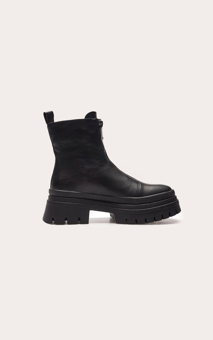 Noir Bottines Chelsea Chunky En Synthétiquecuir Avec Fermeture Éclair Devant