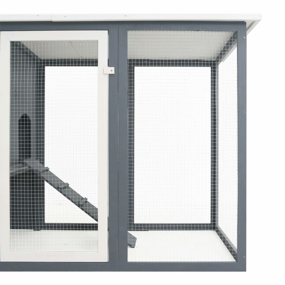 Poulailler d'extérieur avec 1 nichoir 202 x 75 x 98 cm bois gris