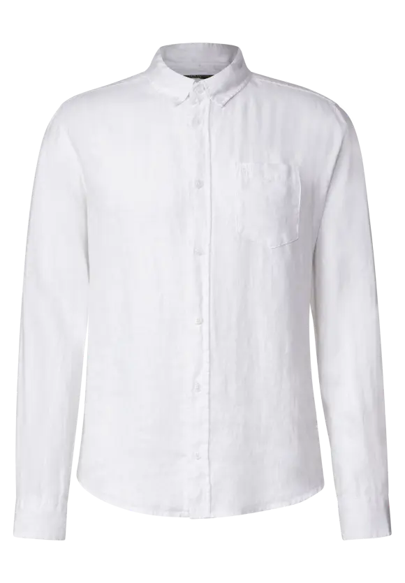 Button Down Leinenhemd - White
