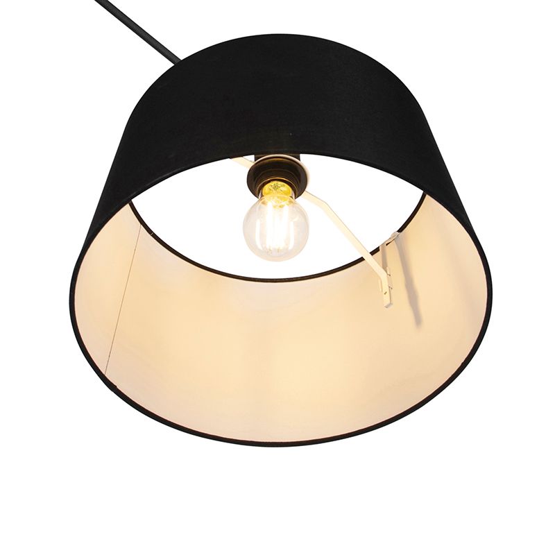 Hanglamp zwart met linnen kap zwart 35 cm - Blitz