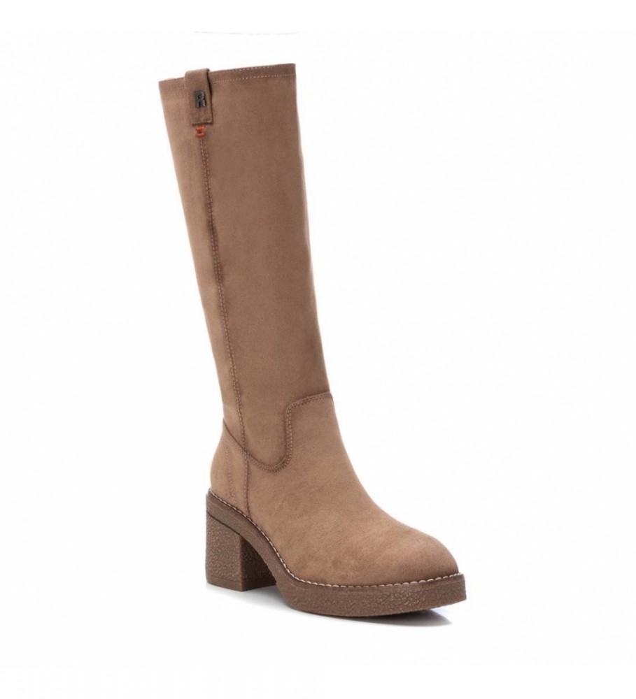 Botas Refresh em camurça cor taupe - Salto de 7 cm