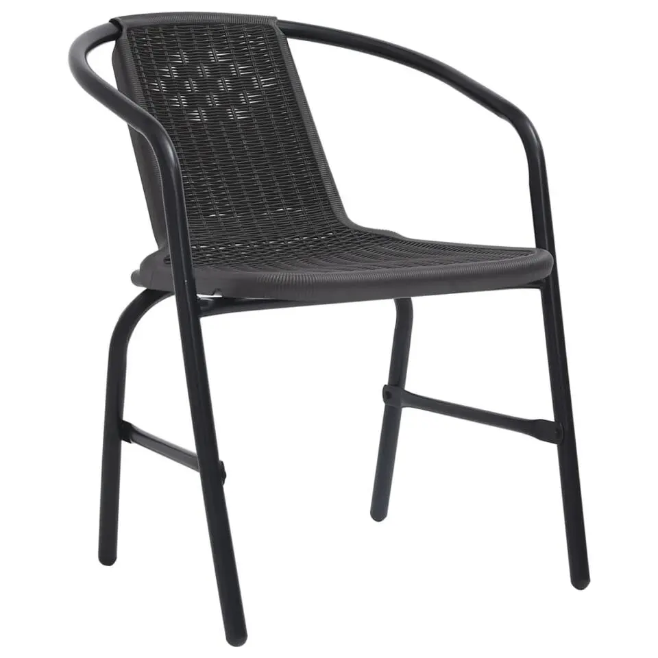 vidaXL - Tuinstoelen - 110 kg - Zwart - rattan en staal - 4 stuks