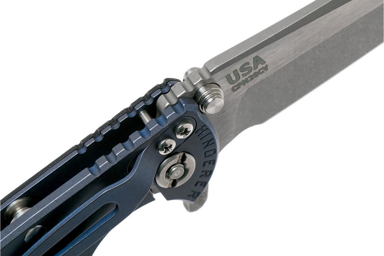 Rick Hinderer XM-18 3” Spanto Gen 4 CPM 20CV Black G10, Battle Blue, zakmes