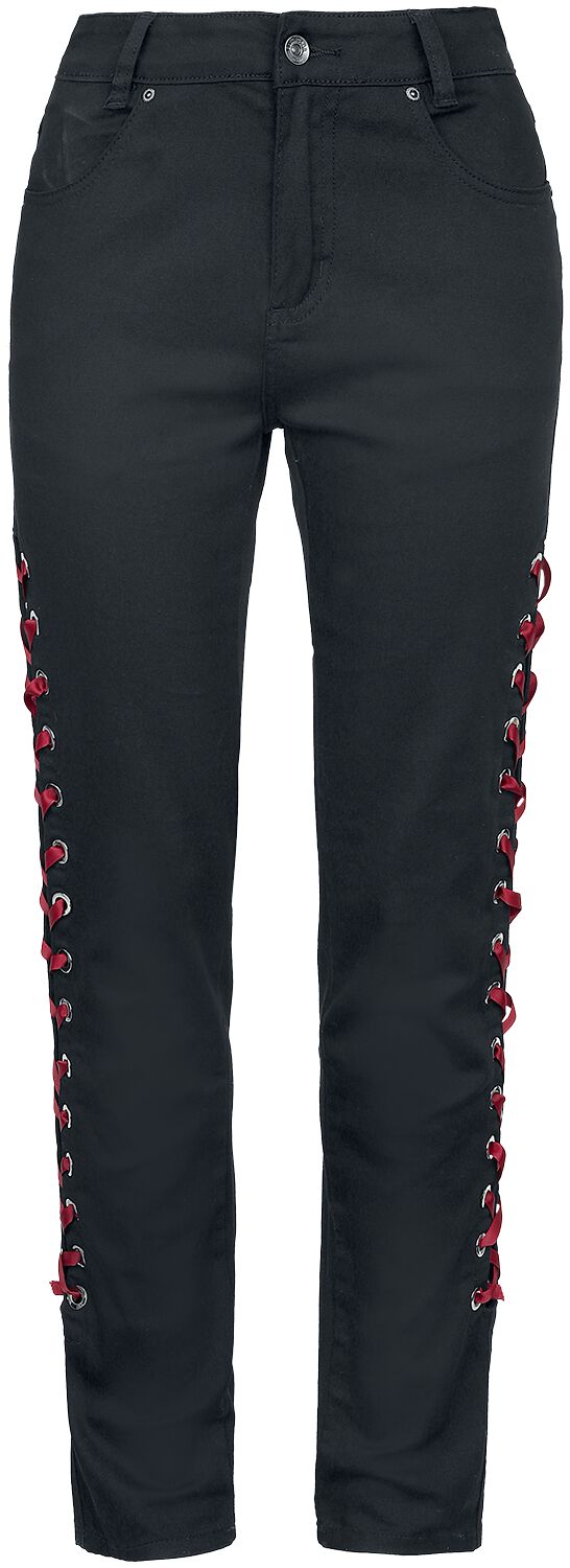 Jean noir avec laçages rouges | Gothicana by EMP Jean