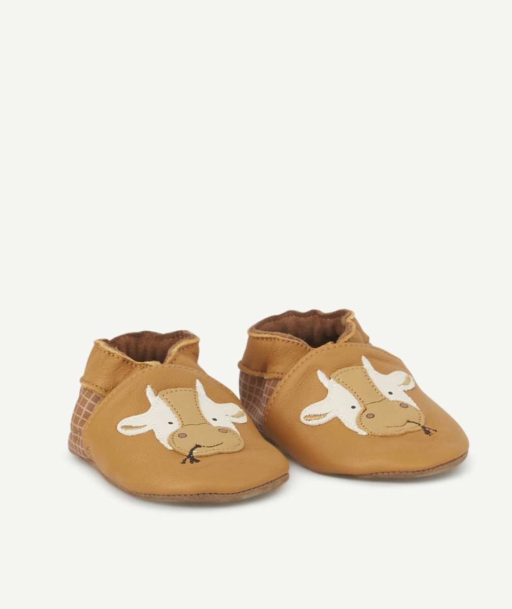 ROBEEZLES CHAUSSONS EN TANNAGE VÉGÉTAL CAMEL AVEC VACHES