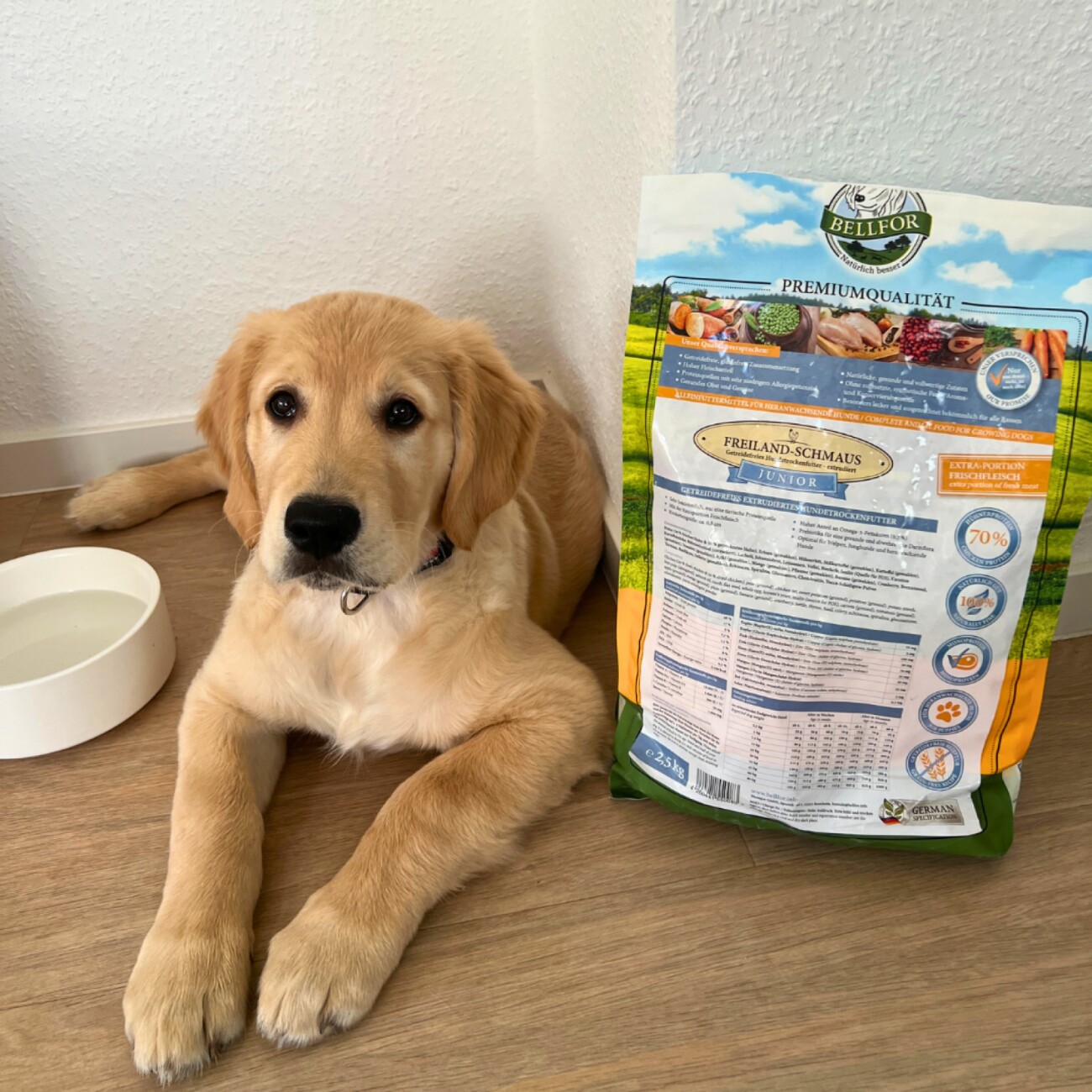 Bellfor Trockenfutter mit Huhn für Welpen und Junge Hunde - Freiland-Schmaus Junior - 7,5 kg