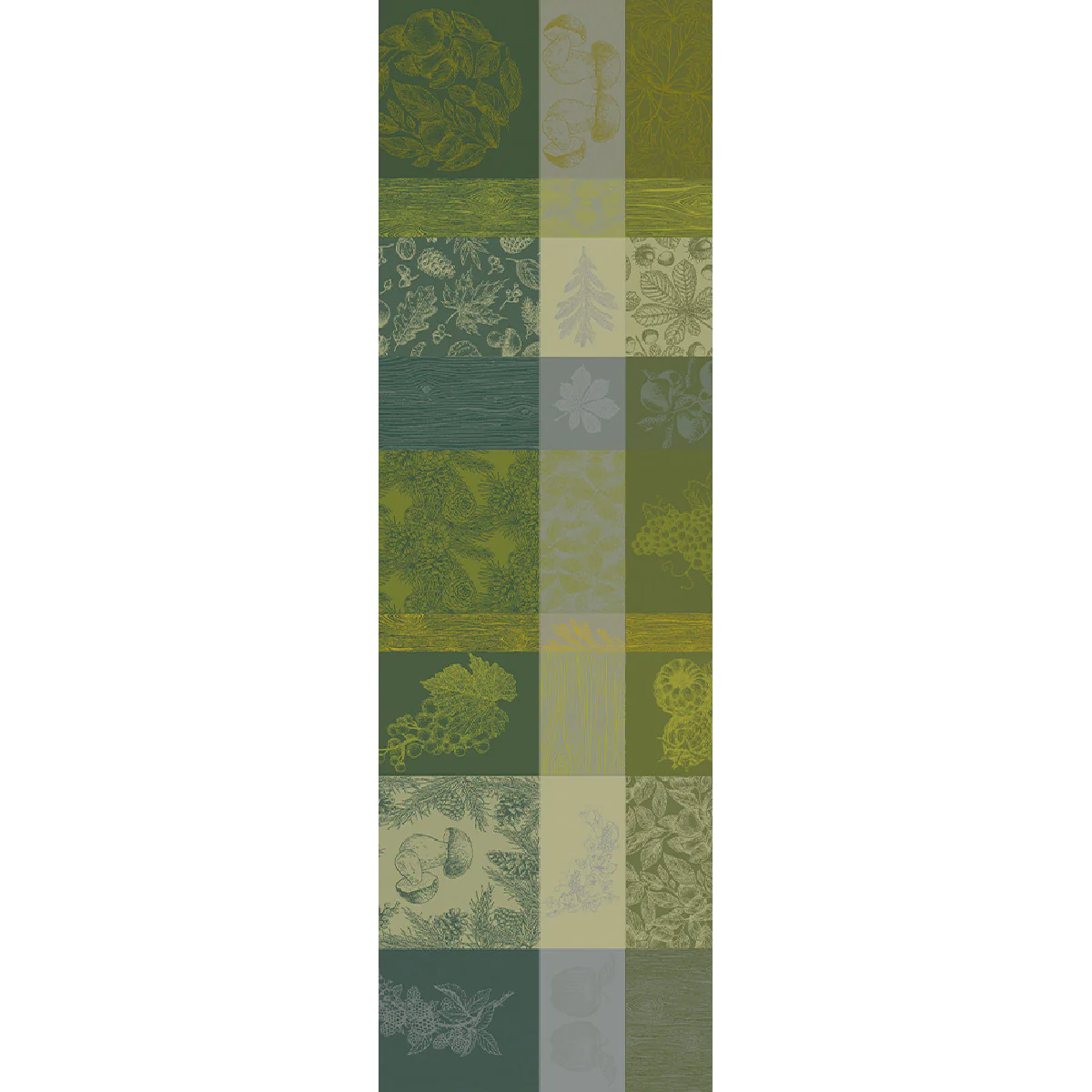 Chemin de table pur coton vert 55X180 Garnier Thiebaut