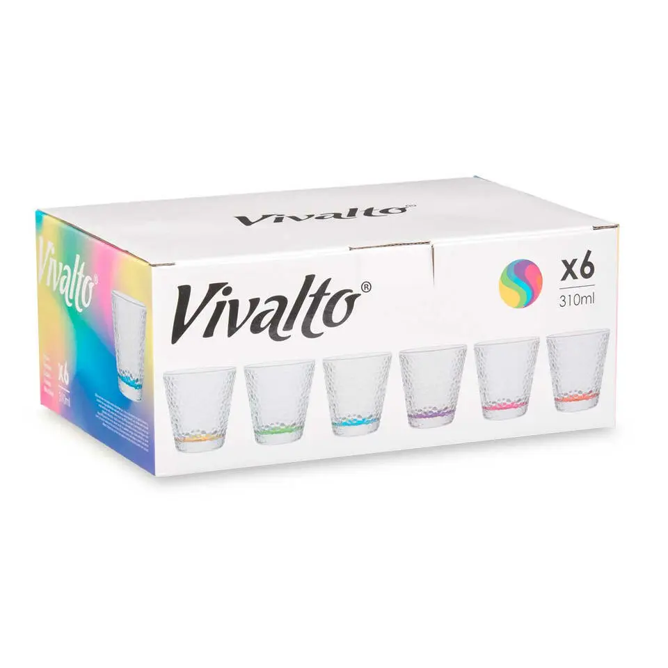 Vivalto Waterglazen/drinkglazen - 6x - kleurenmix - 310 ml - 9 cm