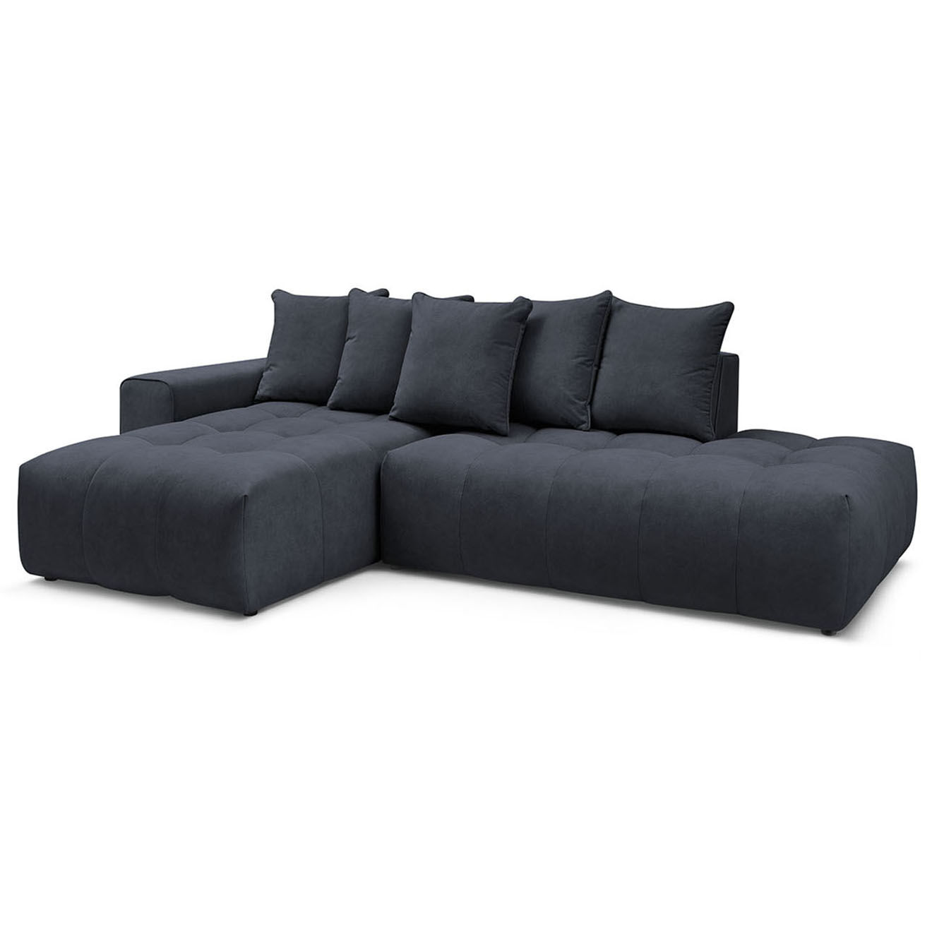 Bobochic Canapé d'angle fixe mont-blanc velours angle gauche bleu foncé foncé foncé - 313x176x97 cm