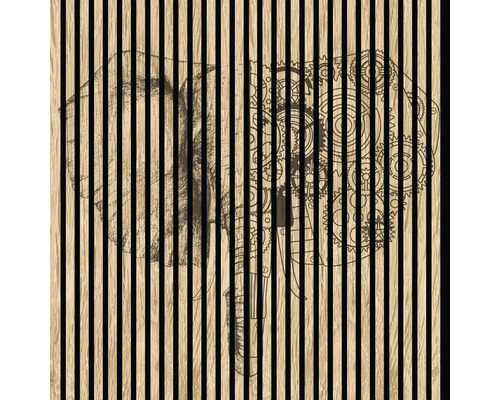 Digitaal bedrukt akoestisch paneel Elephant 3 1195 x 1133 x 19 mm Set = 2 individuele panelen