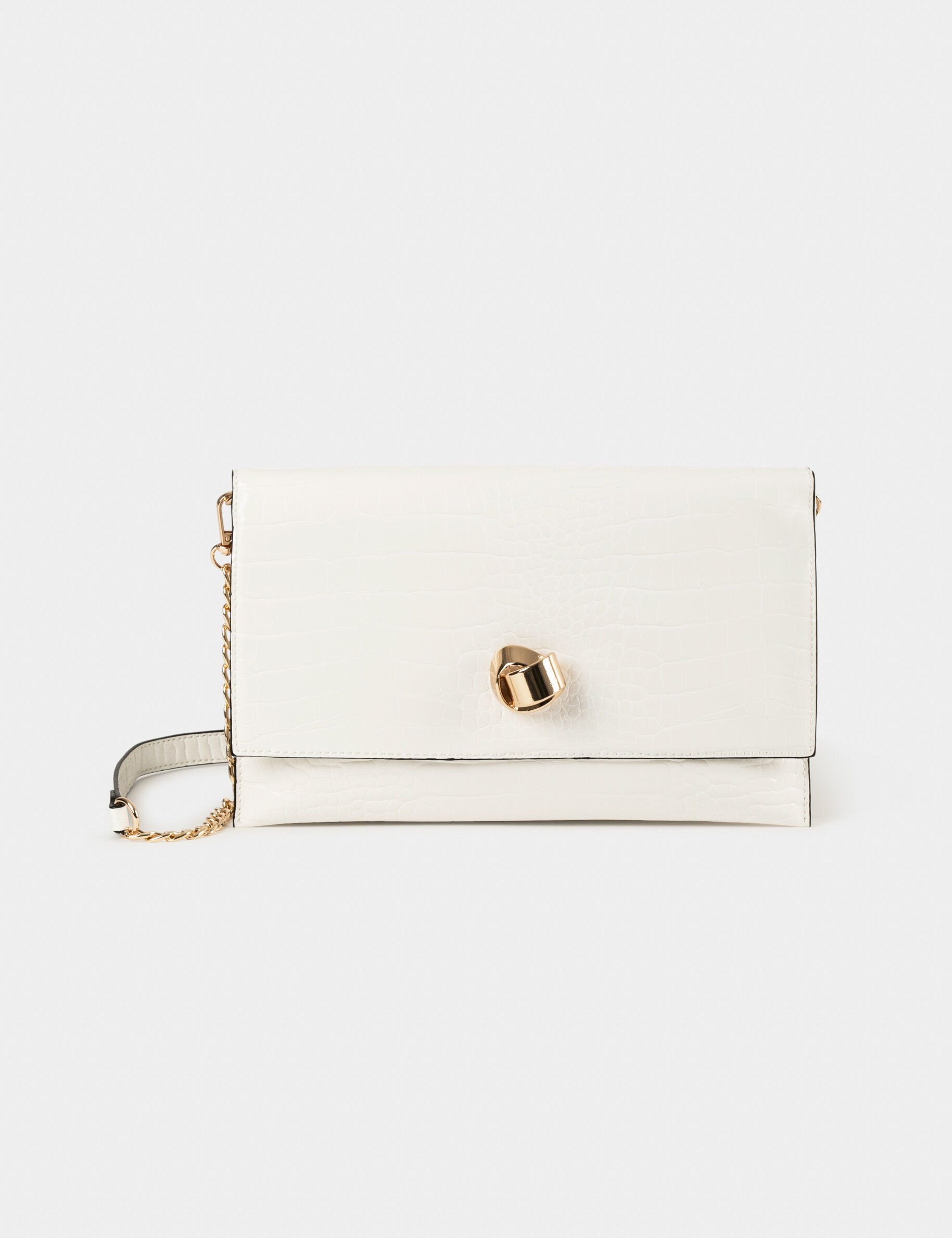 Sac pochette aspect croco blanc femme - blanc