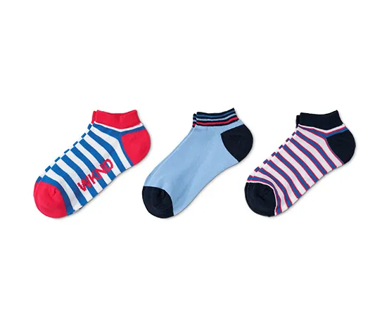 3 Paar Kinder-Sneakersocken, geringelt