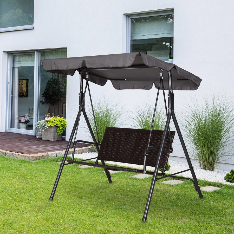 Outsunny Hollywoodschaukel in Rattan-Optik schwarzgrau