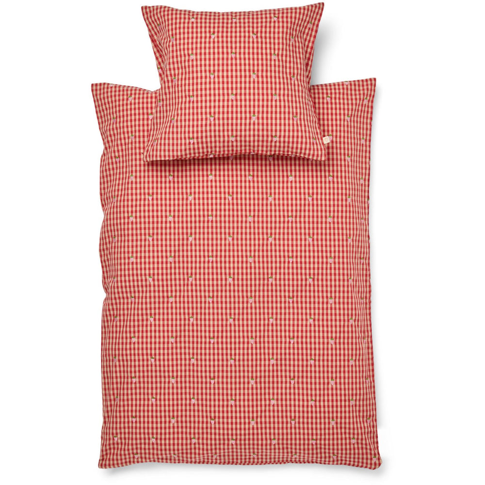 Køb Flöss Red-pink Berry Gingham Molly Pineberry Dyne + Pude