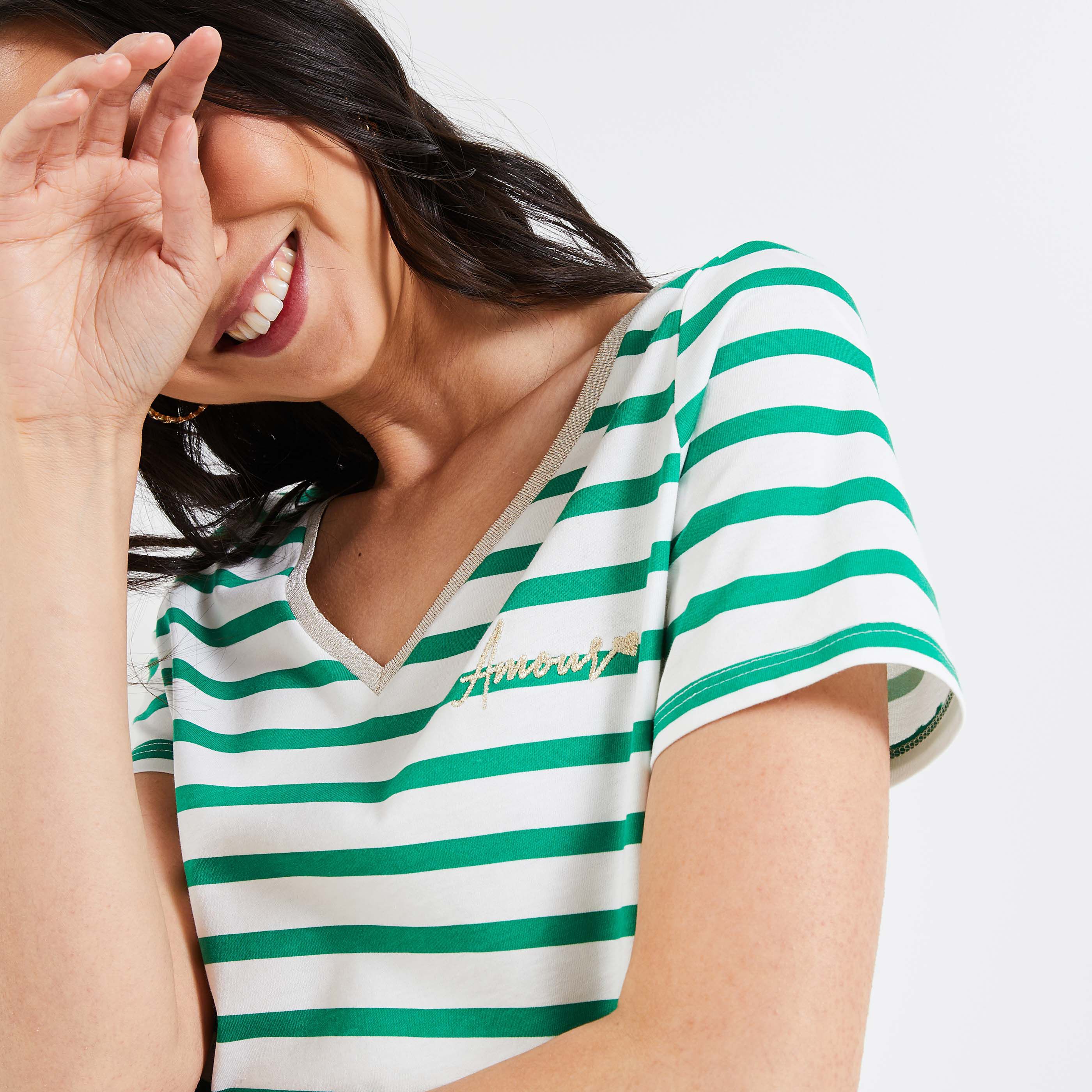 Tshirt rayé femme - VERT