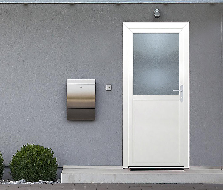 Porte de service 1/2 vitrée PVC 90 x h.205 cm poussant gauche
