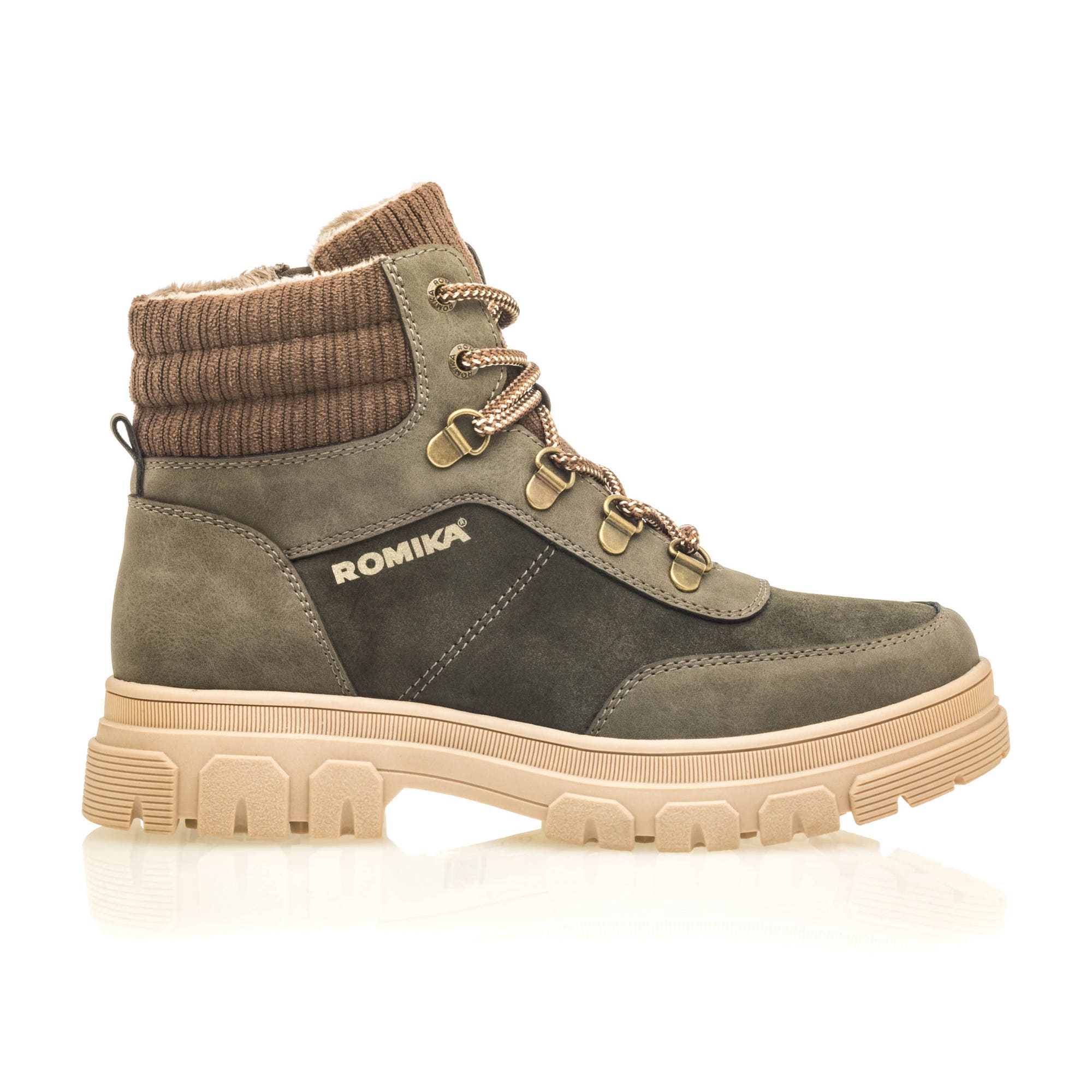 Bottines à lacets Femme kaki