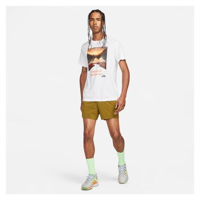 Maillot manches courtes Nike Dri-Fit Trail Print Blanc