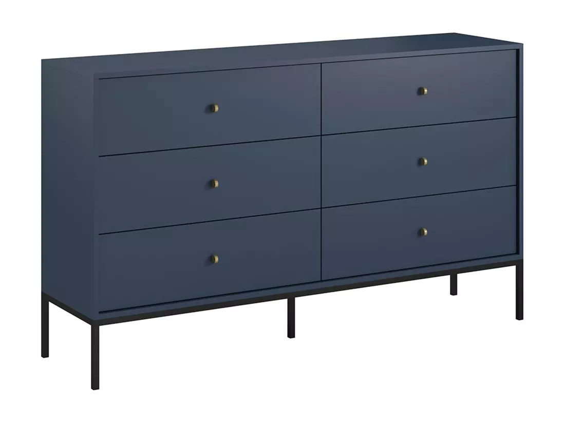 Commode 6 tiroirs - Bleu - BOGDAN