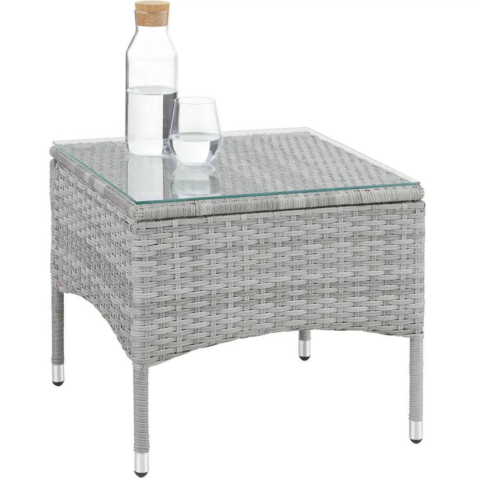 tectake - balkonset Luzern - wicker - lichtgrijs - 403702
