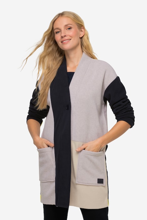 Jacke, Fleece, Colorblocking, Kelchkragen, Langarm, OEKO-TEX