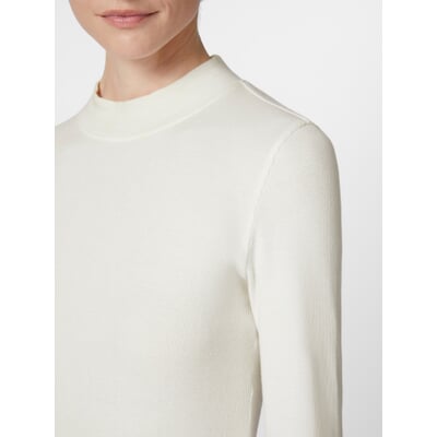 Damen-Rippenshirt Langarm, Weiß