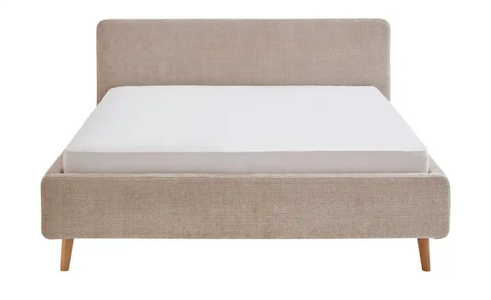 Polsterbettgestell Mattis Beige Bouclé 160 cm ohne Bettkasten