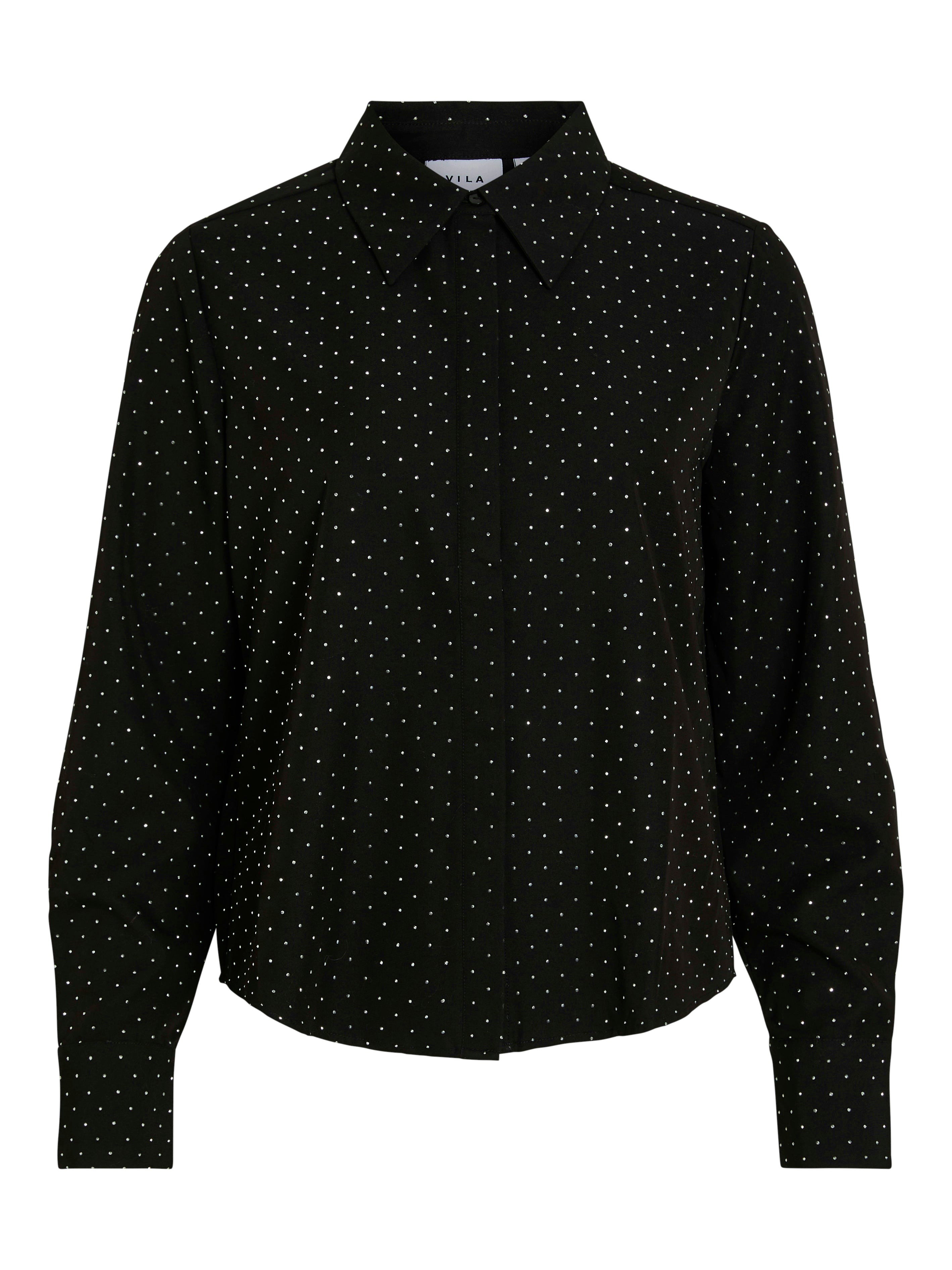 Vila  Visimiletta O-Neck LS skjorte - Black Beauty