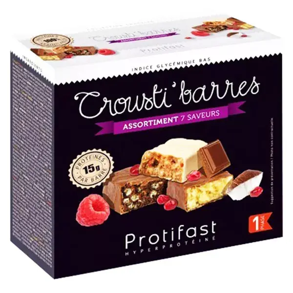 Protifast Barras de Lanche Crocantes com Alto Teor de Proteína - Pacote com 7 Unidades