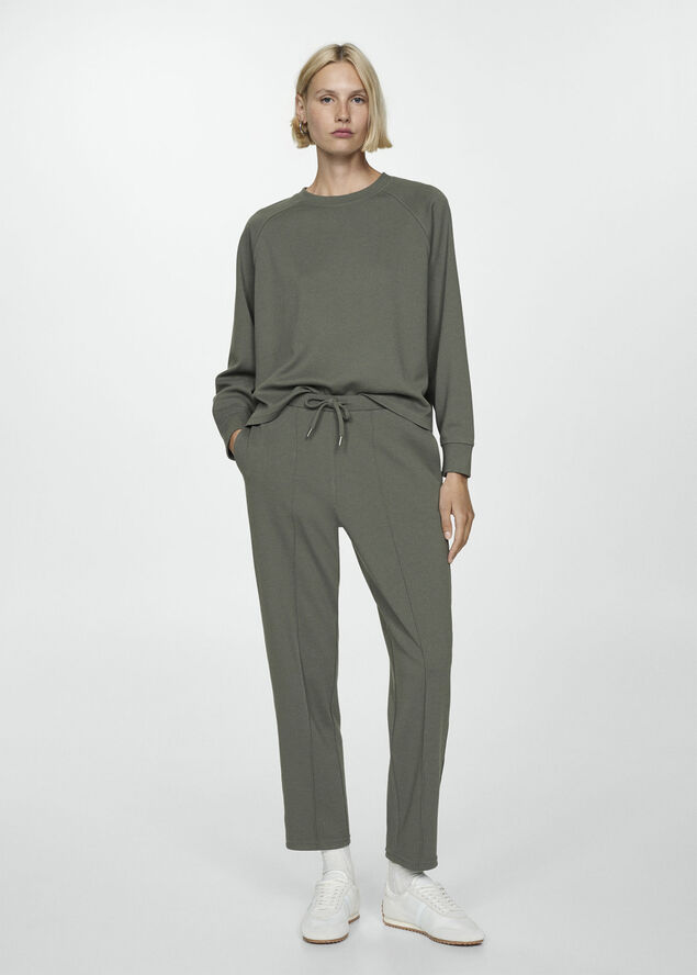 MANGO Jogger seams pants Beige - khaki