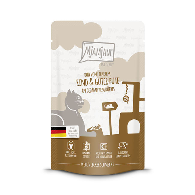 Quetschie - DUO von leckerem Rind & guter Pute an gedämpftem Kürbis