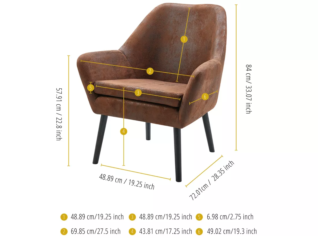 Fauteuil cabriolet rétro moderne tissu effet vieilli salon Teamson Home Divano