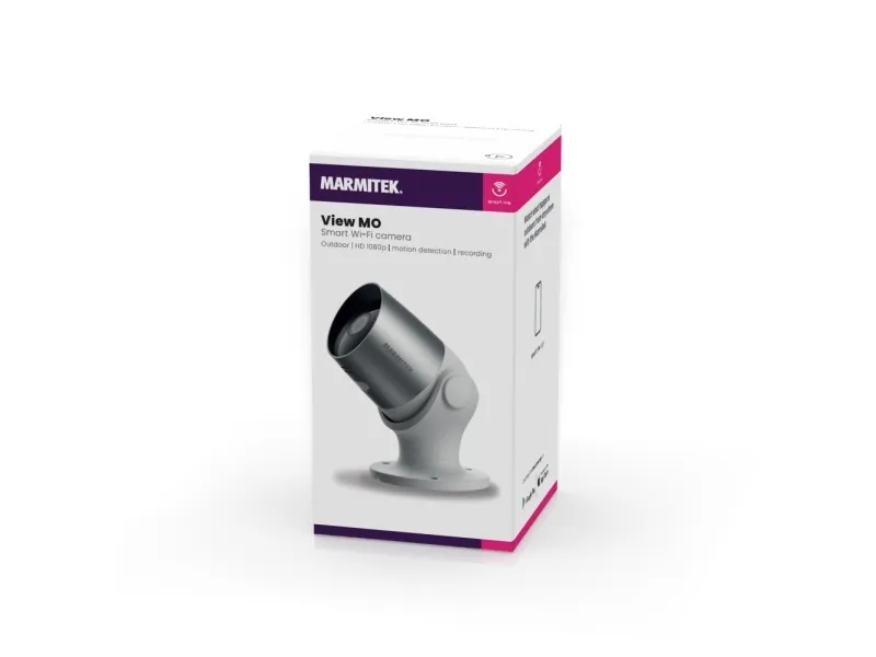 Marmitek Smart Me View MO - Netværksovervågningskamera - udendørs - modstandsdygtig over for vandsprøjt og byger - farve (Dag/nat) - 1920 x 1080 - 1080p - audio - trådløs - WiFi - H.264 - DC 12 V