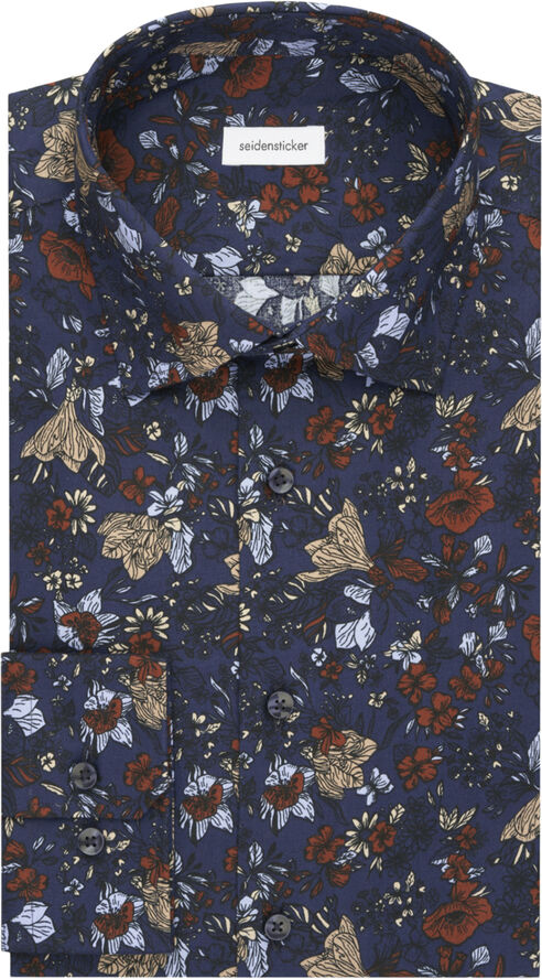 Seidensticker Business Shirt Slim Long sleeve Kent-Collar Print Brown