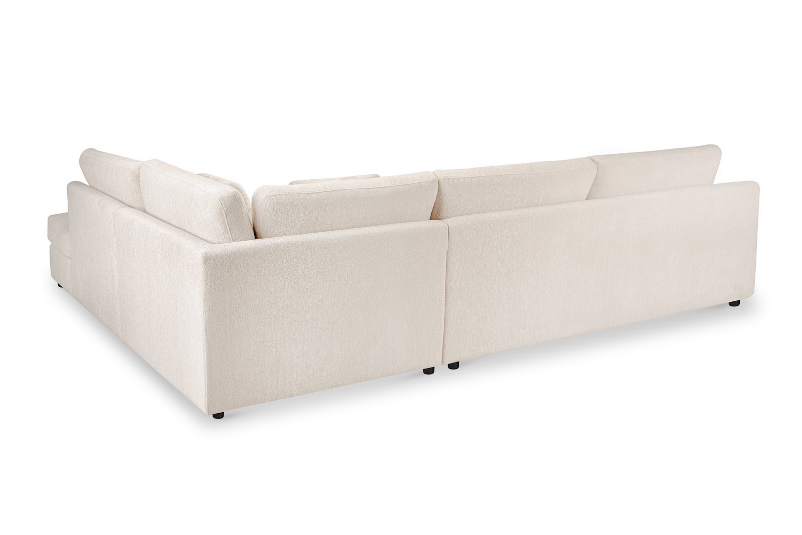 Roma hjørnesofa 3-seter med åpen ende venstre. Tekstil Raven 24 Light Beige med sorte ben
