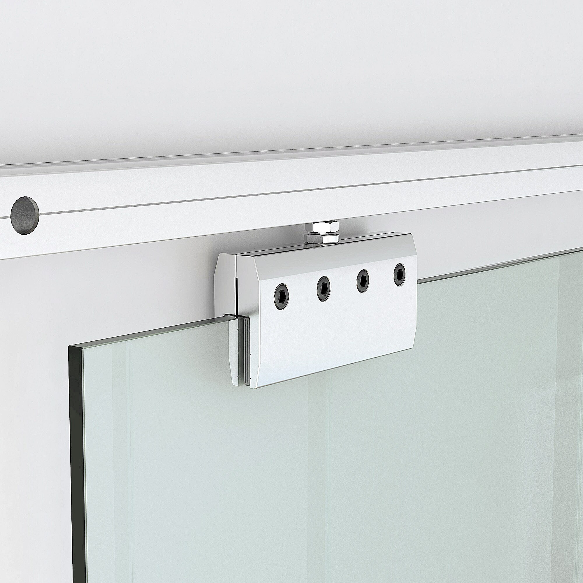 HOMCOM Glasschiebetür mit Handgriff silber, transparent