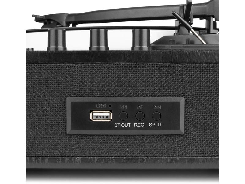 Fenton Plattenspieler RP162LED Schwarz Plattenspieler mit Bluetooth und farbwechselnden LEDs
