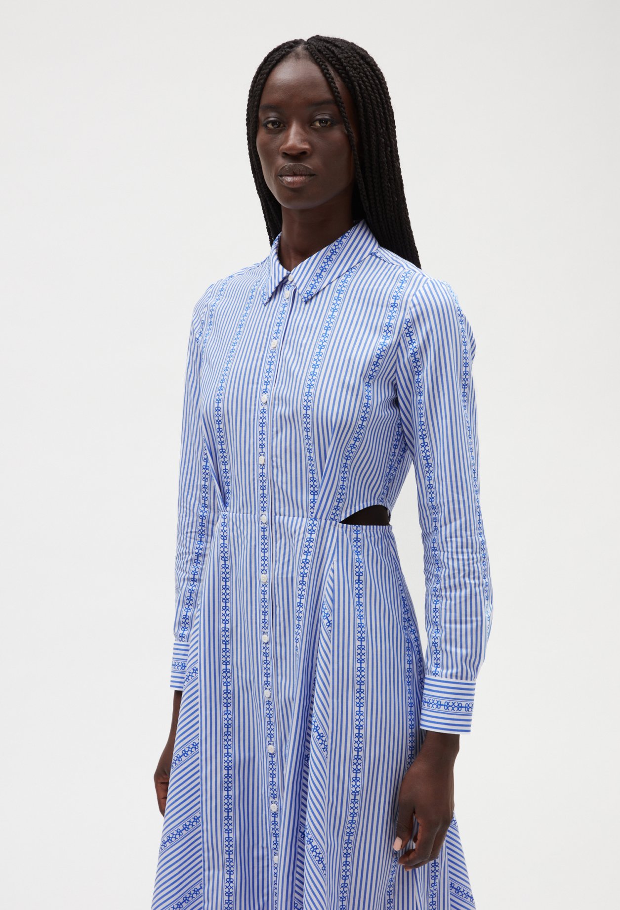 Robe chemise midi bleu ciel