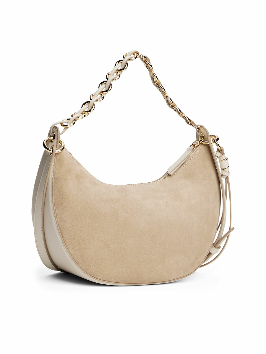 TOMMY HILFIGER<br>Bolsa de ombro em couro, em formato de foice