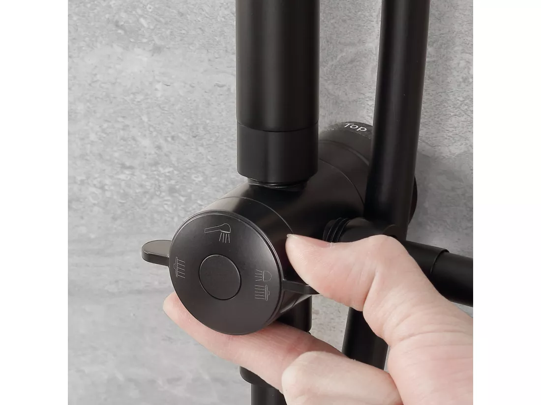 Cecipa max Colonne de Douche Système de Douche Noir sans Robinetterie,Ensemble de Douche avec Jet rond de 22 cm, Réglable en Hauteur,EU Modèle