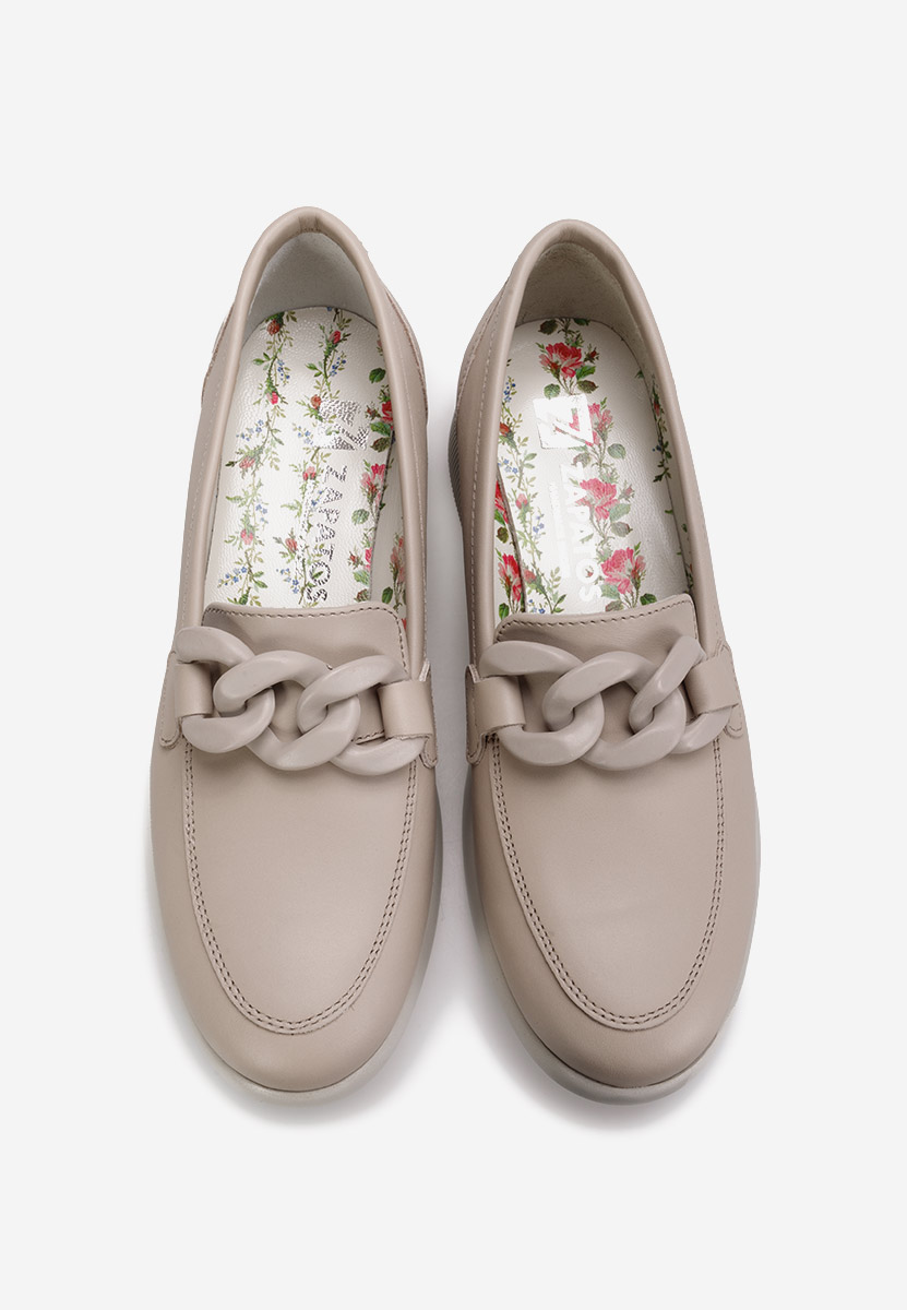 Mocassins en cuir naturel beige Leslie