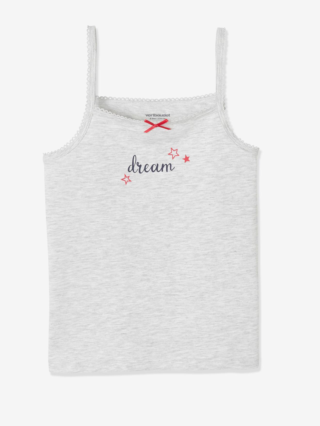 Conjunto de 3 camisetas sem mangas para meninas, branco claro, bicolor/multicoloridas