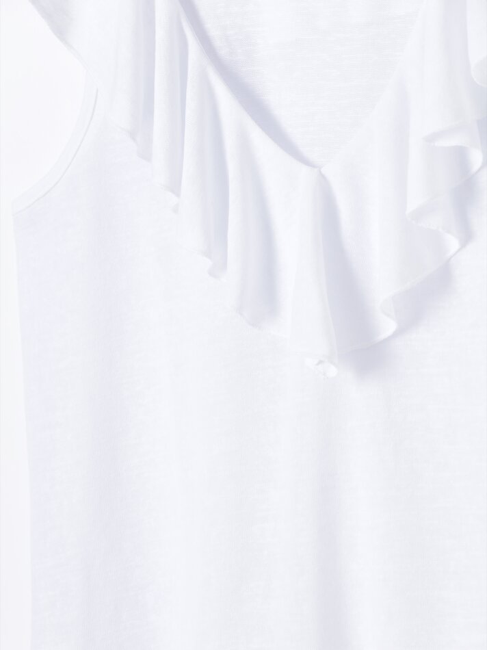 Camiseta sem mangas com babados - Branca