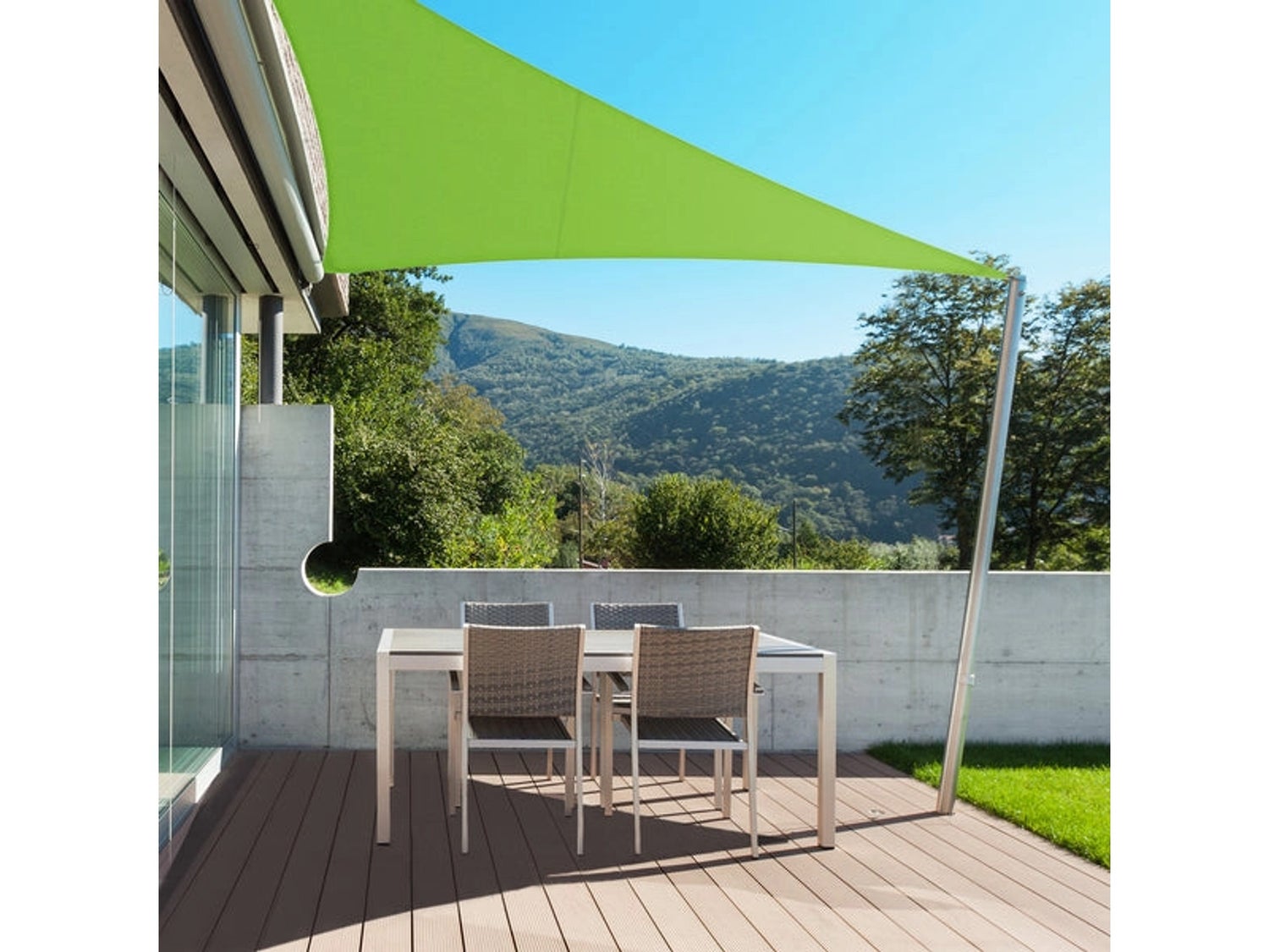 Waterafstotend driehoekig parasoldoek - voor tuin, terras en balkon - lichtgroen 3 x 3 x 3 m