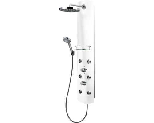 Douchepaneel inclusief thermostaat Schulte DuschMaster met standaardgrepen aluminium/wit D9675 04