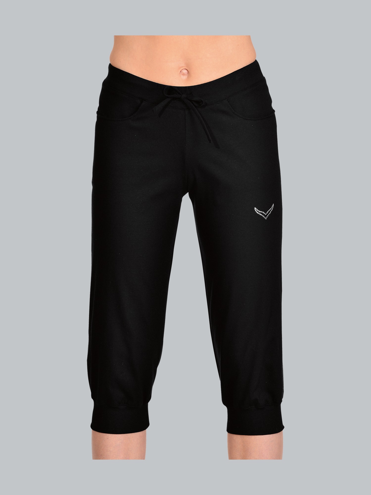 Hüfthose mit Kristallsteinen Schwarz