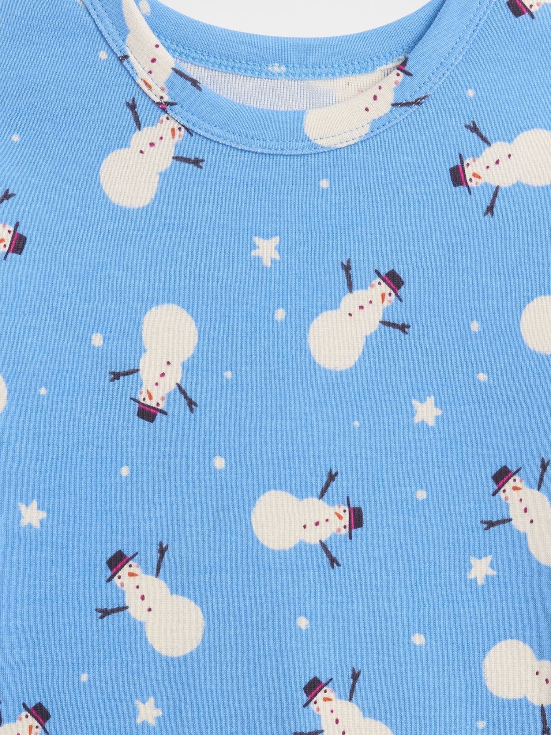 Blauw met sneeuwpop - Gap Cotton Christmas Pyjamas (6mths-5yrs)