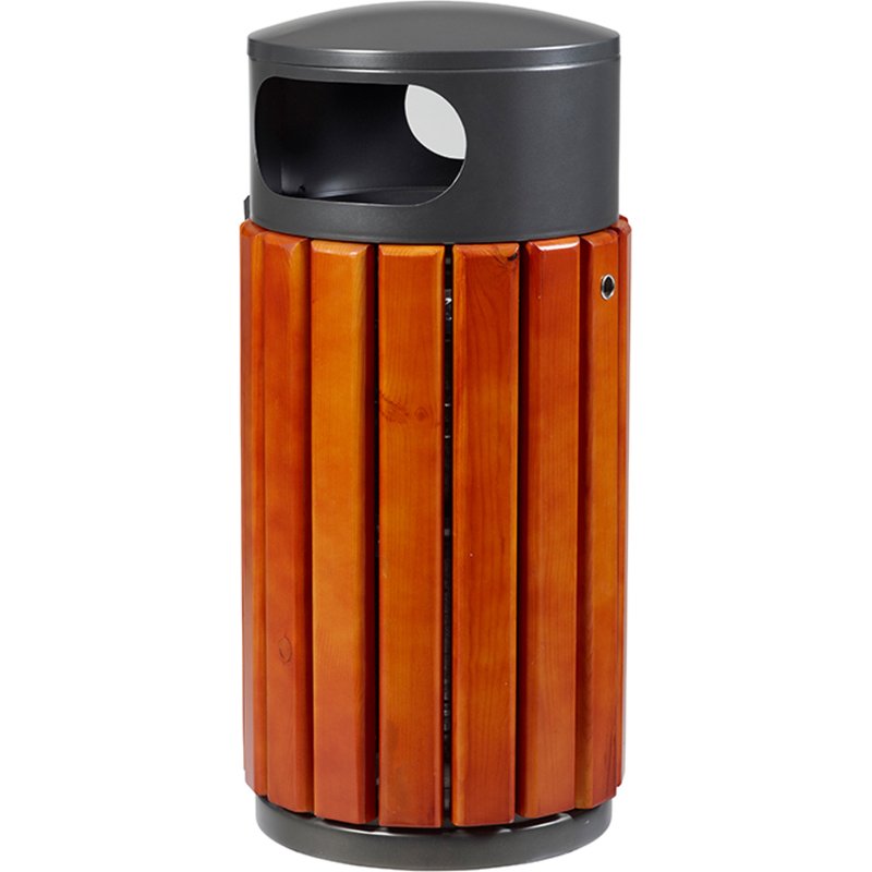 Corbeille Zeno 40 litres Rossignol ronde extérieur bois
