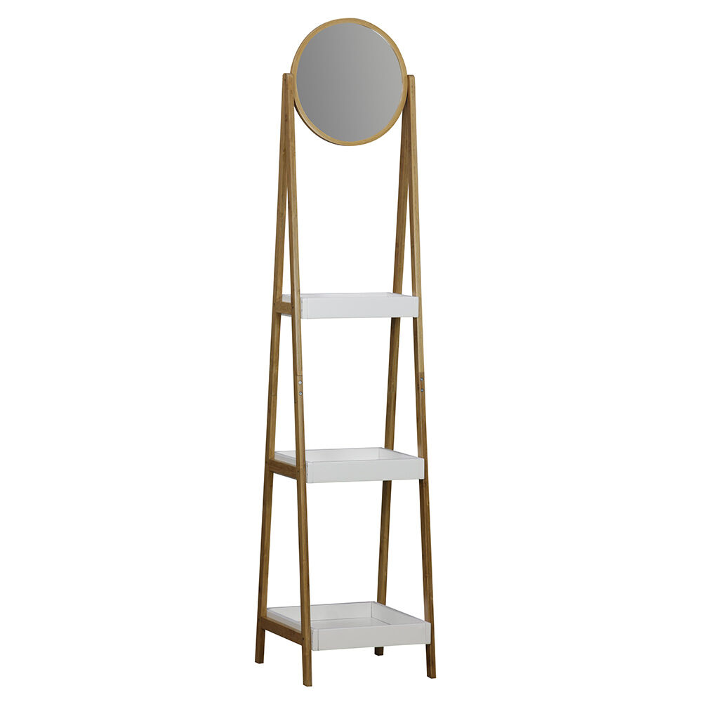 Étagère 3 niveaux avec miroir blanc